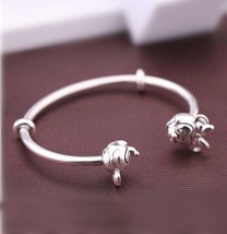 925 Sterling Silver Disney Mickey &amp; Minnie Open Bangle Bracelet with  End Caps - £19.14 GBP+