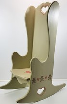 *M) Vintage Handmade Children Nursery Doll Painted Wooden Rocking Chair 34&quot; - $49.49