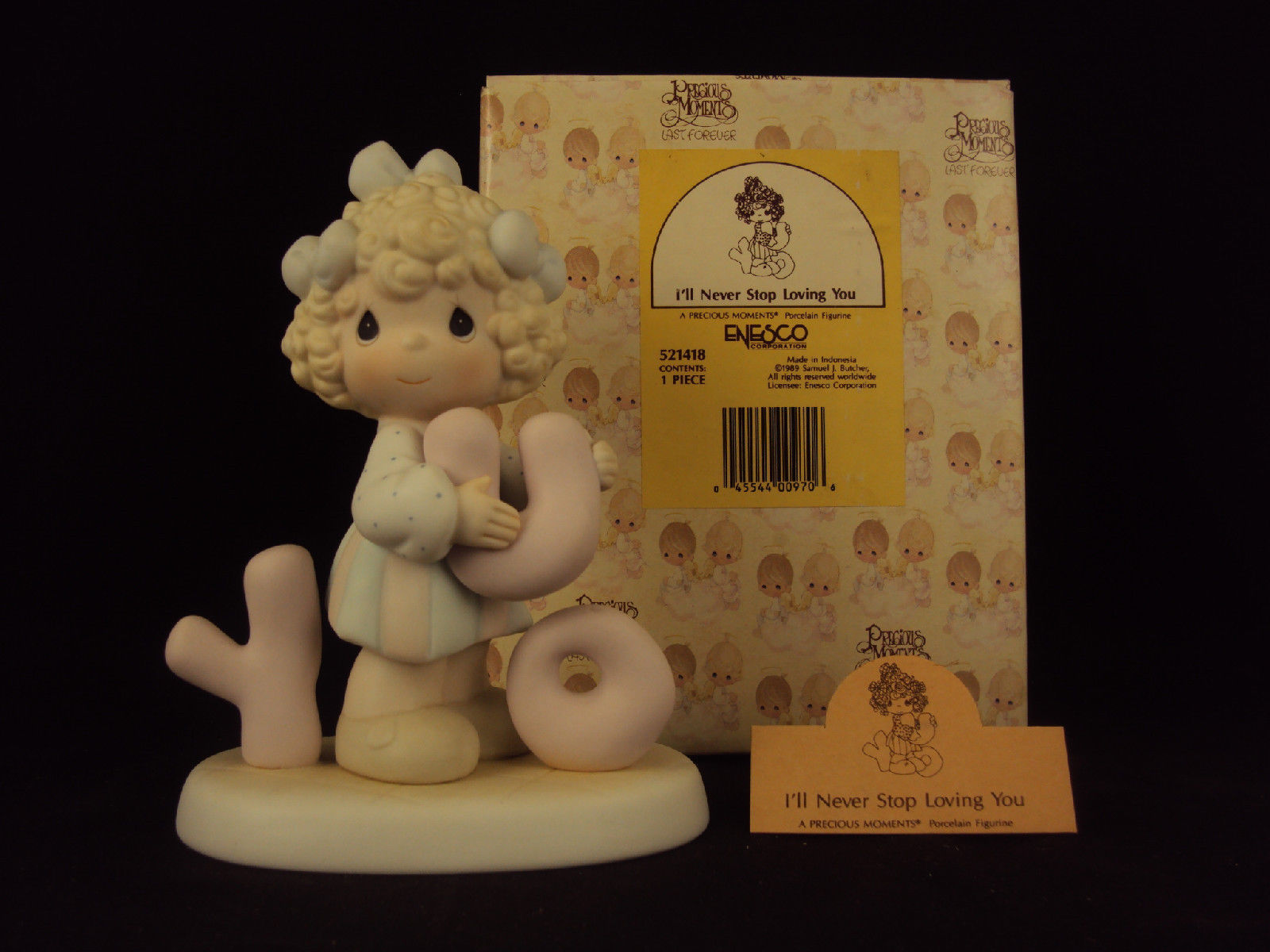 Precious Moments Figurine, #521418, I'll Never Stop Loving You, Flame Mark, 1989 - $58.75