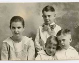 Group of 4 Cute Children Real Photo Postcard 2 Boys and 2 Girls - $11.88