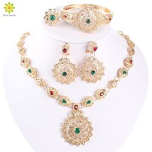 African Wedding Jewelry Sets High Quality Gold Color Crystal Rhinstones Bridal C - £25.28 GBP