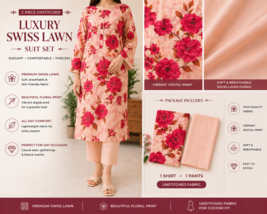 2 Piece original Unstitched Lawn Dress for Women-Free Shipping  - $31.68