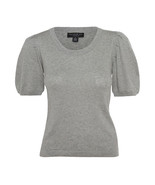 Rielle Women&#39;s Grey Puff Sleeve T-Shirt Air Scoop Neck Stretch Knit Top - S - $38.12