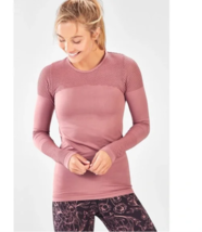 Fabletics Musetta Seamless Top Shirt Large Rose Pink Knit Long Sleeve Womens - £36.68 GBP