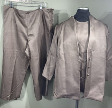Vintage Mark Heister 3 Pc Women’s Dress Suit Pants Blouse Blazer Bronze Business - £30.60 GBP