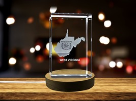 LED Base included | West Virginia 3D Engraved Crystal 3D Engraved Crystal Keepsa - £31.38 GBP+