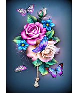 Painting Kits for Adults Diamond,Diy 5D round Full Drill Butterfly Flowe... - $11.70