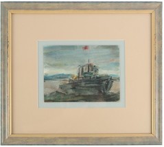 Sans Titre (Bateau Peinture) Par Joseph Kapelyan Aquarelle Sur Papier Signée - £987.78 GBP