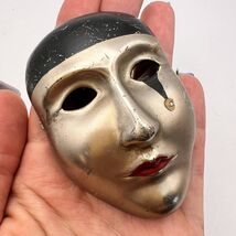Vintage Miniature Figure Pierrot Mask Silver 800 Colored Enamel Wall Han... - $200.00