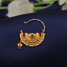 Pure 22k gold nath, traditional Indian gold nose pin earrings, wedding bridal je - £258.74 GBP