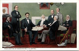 c1920 Abraham Lincoln Emancipation Proclamation US Capitol White Border Postcard - £10.35 GBP