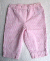 Ralph Lauren Baby Girl 9 Months Pink White Seersucker Stripe Light Cotton Pants - £11.34 GBP
