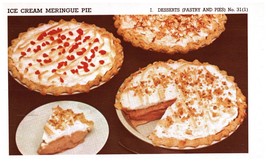 Vintage 1950 Ice Cream Meringue Pie Recipe Print Cover 5x8 Crafts Food D... - $9.99