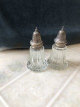 Vintage Salt &amp; Pepper Shakers Glass with Silver Plated Tops Made in Hong Kong  - $26.88