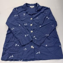 Vintage David Dart Sport N6B609 Women's Medium Blue Front Button Jacket Blouse image 14