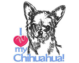 I Love My Chihuahua - Machine Embroidery Design - £2.77 GBP