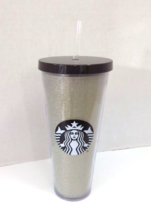 Starbucks Silver Black Glitter Cold Cup 24oz Venti Acrylic Tumbler - £15.41 GBP