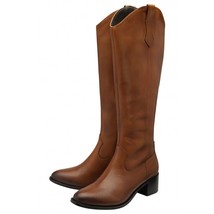 RAVEL Tan Leather Ferns Knee High Boots UK 4 EUR 37 (F266) - £87.37 GBP