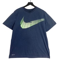Nike Dri-Fit Men&#39;s XL Camo Swoosh Logo T-Shirt Blue Short Sleeve Crew Neck - £13.70 GBP