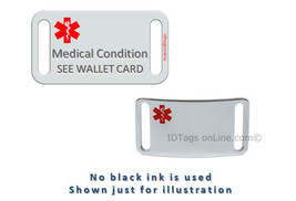Red Medical Alert ID Tag sold without band. Free engraving &amp; medical vallet card - £15.98 GBP