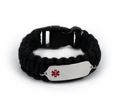 Paracord Medical ID Survival Bracelet with Color emblem Free medical wallet Card - £23.50 GBP