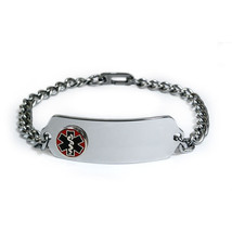 Medical Alert ID Bracelet with Raised emblem and curb chain. Free medical Card! - £23.91 GBP