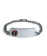 Medical Alert ID Bracelet with Raised emblem and curb chain. Free medical Card! - $29.99