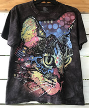 The Mountain Dean Russo Collector Cat Art Adult S T-Shirt Charcoal Blk Dyed USA - £12.64 GBP