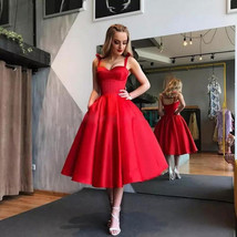 Evening dress simple strap short slimming satin customizable - $2,418.36 MXN