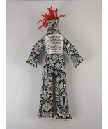 DAMMIT DOLL - Black &amp; White Floral With Yellow Eyes &amp; Red Hair Stress Re... - £11.08 GBP
