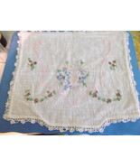 Embroidered Linen/Cotton Scarf-Vintage - £7.81 GBP
