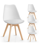 Costway Set of 4 Dining Chair Mid-Century Modern Ergonomic Shell PU Seat... - £151.43 GBP
