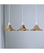 Set of 3 handcrafted wooden pendant lights, Japandi lampshade style - $490.00
