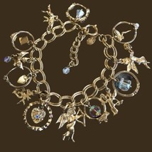 Kirks Folly Gold Tone Secrets Of The Seven Angels Ring Charm Bracelet 7.5”-9.5” - £58.67 GBP