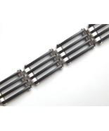 New Stainless Steel Silver Black Enamel Chain link Mens Bracelet 8 1/4 &quot; L - $10.84