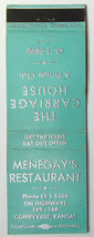 Menegay&#39;s Restaurant - Coffeyville, Kansas 20 Strike Matchbook Cover Matchcover - £1.56 GBP