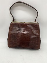 Vintage 1950s Escort Bag Genuine Lizard Structured Frame Handbag Satchel... - $69.99