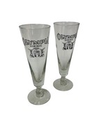Olympia Pilsner Style Beer Glasses 6 Sided Stemmed Black Logo Glasses Lo... - $350.48 MXN
