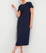 Tuckernuck Large Navy Colbie Maxi Short Sleeve Dress Quiet Luxury Preppy... - $49.50