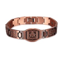 Masonic Magnetic Bracelet Copper 12mm Wristband Magnetic Men Bracelet Arthritis  - £25.69 GBP