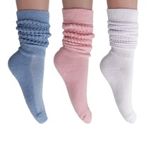 AWS/American Made Colorful Cotton Scrunch Socks for Women 80s 3 Pairs Shoe Size  - £16.32 GBP