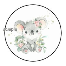 30 Watercolor Floral Koala Bear Envelope Seals Labels Stickers 1.5&quot; Round Flower - $7.49