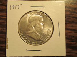 1955 Franklin Half Dollar BU Reverse clash - $29.99