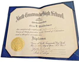 High School Diploma 1940 North Tonawanda New York NY Weinheimer Vintage ... - £13.04 GBP