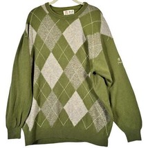 PRINGLE Green Lambswool Argyle Sweater 100% Wool Mens L Made in Scotland - $29.99