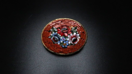 Vintage Italian Miniature Mosaic Flower Pin Brooch 4.2cm BB14 - £23.89 GBP