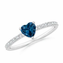 ANGARA Heart London Blue Topaz Ring with Diamond Accents for Women in 14K Gold - £540.59 GBP