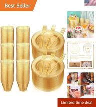 300 Pcs Glitter Plastic Dinnerware Set Disposable for Wedding Party, 100... - $76.83