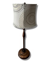 Tall Bronze Lamp With Neutral Patterned Shade - £47.71 GBP