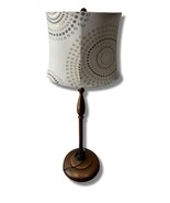 Tall Bronze Lamp With Neutral Patterned Shade - $60.00